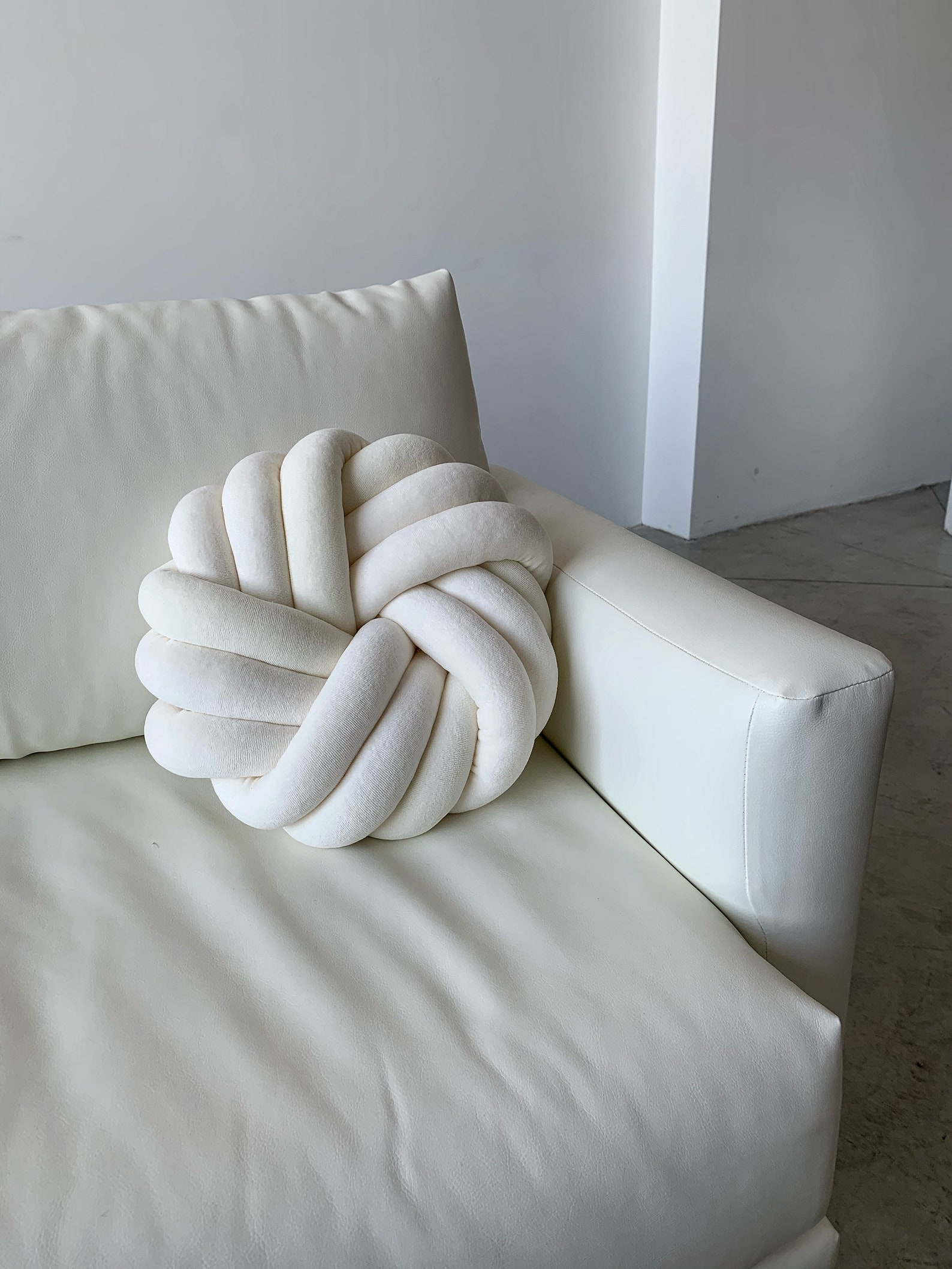 Large Knot Pillow White Decorative Cushion for Home Gift for Etsy