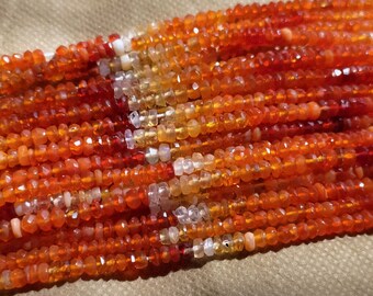 Champagne Mexican Fire Opal Beaded Bracelet 5mm Fire Opal Rondelle Beads Bracelet Fire Volcanoes Opal Natural Orange Fire Opal Gem Beads
