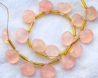 14x15-15x21 mm 1 Strand Rose Quartz Faceted Nuggets Briolette Rose Quartz Faceted Tumble 7 BL3319A Nugget Beads