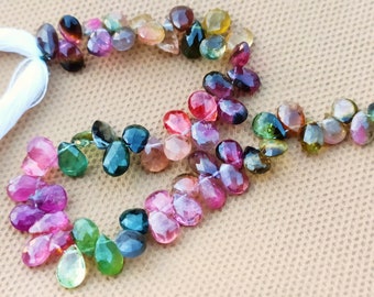 Amazing Brand new Natural WATERMELON TOURMALINE fancy shaped briolettes 5x7 to 8x13 mm 7 inch strand Approx Rare tourmaline E4214