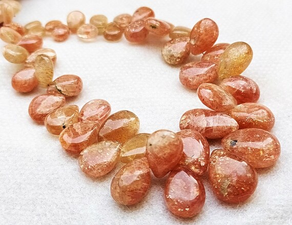 6.5-7.5 mm 22 pcs Natural Rare Oregon Sunstone Smooth Hearts 8*12 inch bead half  strand,Best price AAA