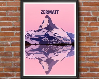 Zermatt Print | Travel Poster | | travel poster minimalist | wall décor Switzerland | Gift idea| Unframed