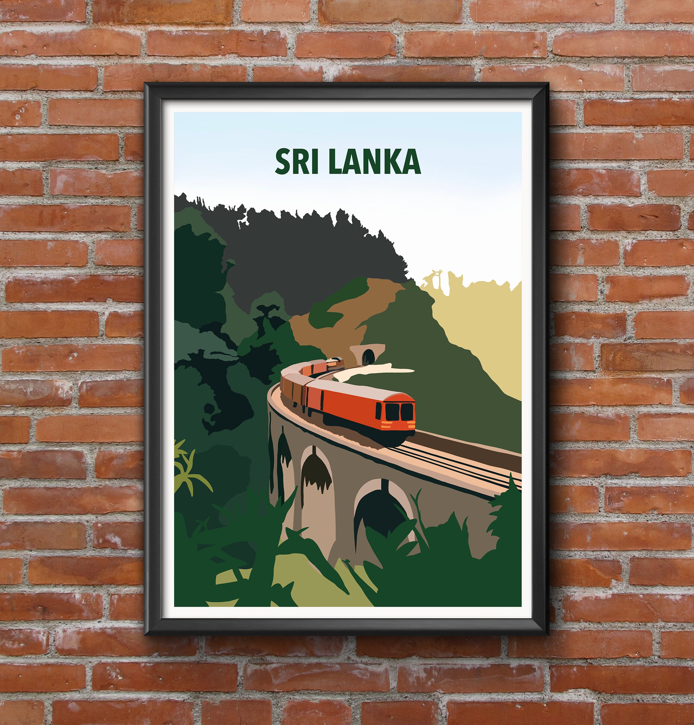 Sri Lanka Digital Illustration Travel Poster Travel Etsy UK