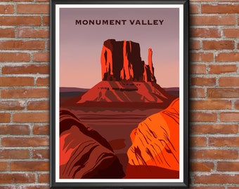 Monument Valley Print | Travel Poster | | travel poster minimalist | wall décor Gift idea| Unframed