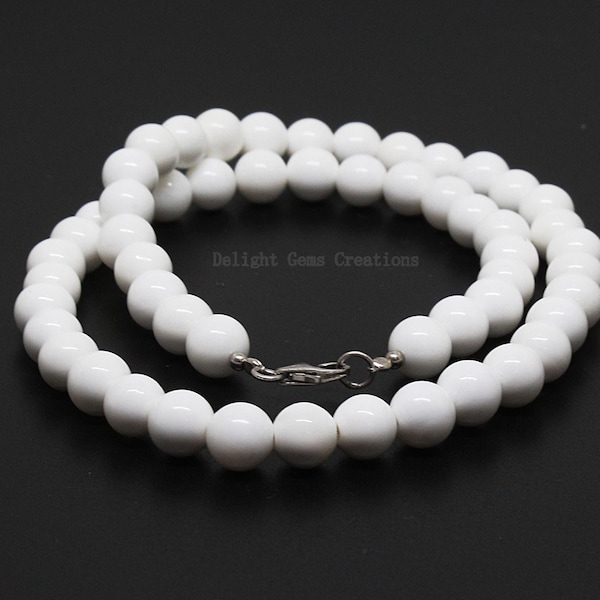 White Bead Necklace - Etsy