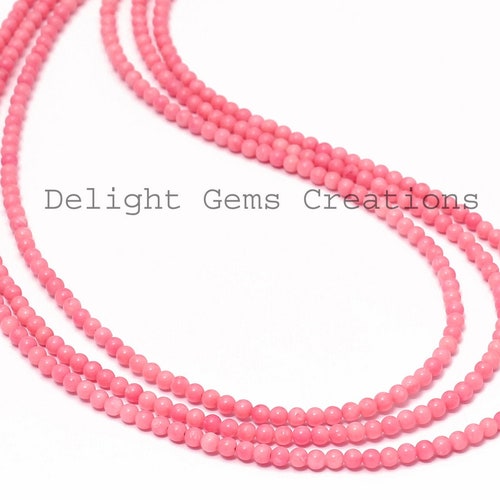 SALE Pink Coral Necklace 3mm Pink Coral Round Beaded Necklace Etsy