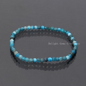 4mm Blue Apatite Stretch Bracelet, Natural Apatite Smooth Round Beads Bracelet, Gemstone Bracelet, Stretchable Bracelet, Apatite Jewellery
