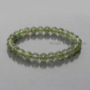 8mm Madagascar Green Apatite Beaded Bracelet, Stretch Bracelet, Apatite Gemstone Bracelet, Elastic Bracelet, Men&#39;s, Women&#39;s Stone Bracelets