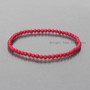4mm natural red coral beaded bracelet, women men bracelet, red coral bracelet, coral stretch bracelet,gemstone stack bracelet,Christmas gift