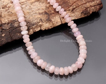 Natural Pink Morganite Gemstone Smooth Rondelle Necklace, Morganite Necklace 16-36 Inches, 5mm-8.5mm Morganite Beads, AAA++Morganite Jewelry