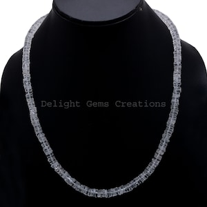 Collar de cuentas de cuarzo cristal: cuentas de neumático lisas de 5 mm, 18 pulgadas