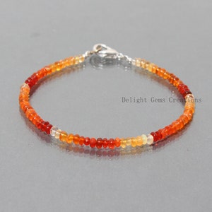Mexican Fire Opal Bracelet, Beaded Gemstone Bracelet, Womens Jewelry, October Birthstone, AAA++ Orange Fire Opal 4mm Bracelet, Gift Bracelet