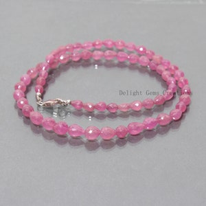 Dazzling Pink Ruby Beaded Necklace - Glass Filled Faceted Drops, 4x6mm-7x8mm Beads, Handcrafted Beaded Jewelry, Gift For Her
