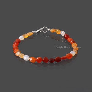 Stunning AAA++ Mexican Fire Opal Bracelet - 4x6-6x7 mm Smooth Oval Tumbled Gemstones - Boho Bracelet - Opal Jewelry - Beaded Bracelet
