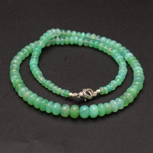 Collier de perles de chrysoprase naturelle, 5 mm-8 mm collier de perles de chrysoprase lisses rondelles 18 pouces, collier de pierres précieuses, collier de fête délicat