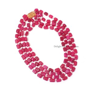 Delicate Ruby Quartz And Pearl Beads Multi Layering Necklace for Women, Handmade Beaded Necklace, Bridesmaid Gift, Layering Boho Necklace