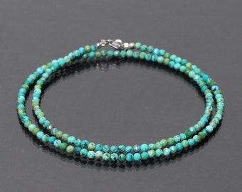 Ketting Afrikaans turkoois, ketting met facetkralen van 3 mm