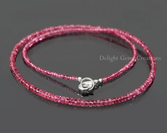 Custom Red Spinel Beaded Necklace, 2mm-3.5mm Red Spinel Smooth Rondelle Beads Necklace, Red Spinel Jewelry, Gift, Women's Gift, Mother's Day