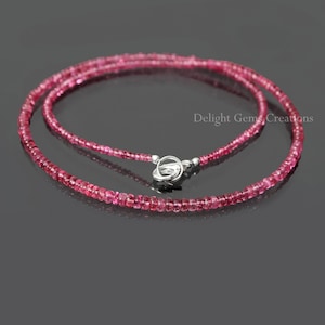 Custom Red Spinel Beaded Necklace, 2mm-3.5mm Red Spinel Smooth Rondelle Beads Necklace, Red Spinel Jewelry, Gift, Women&#39;s Gift, Mother&#39;s Day