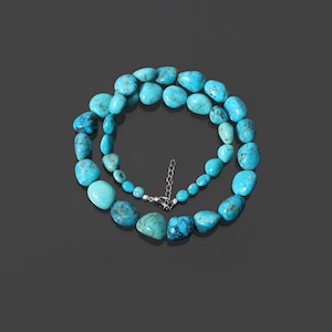 18 Inch Turquoise Tumble Stone Necklace, 5x6mm to 15x12mm Handmade Turquoise Necklace, Beaded Necklace, Turquoise Jewelry