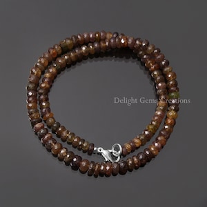 Natural Color Change Garnet Beaded Necklace, 5mm-7mm Change Garnet Faceted Rondelle Beads Necklace, Garnet Jewelry, Unisex Necklace, Gift