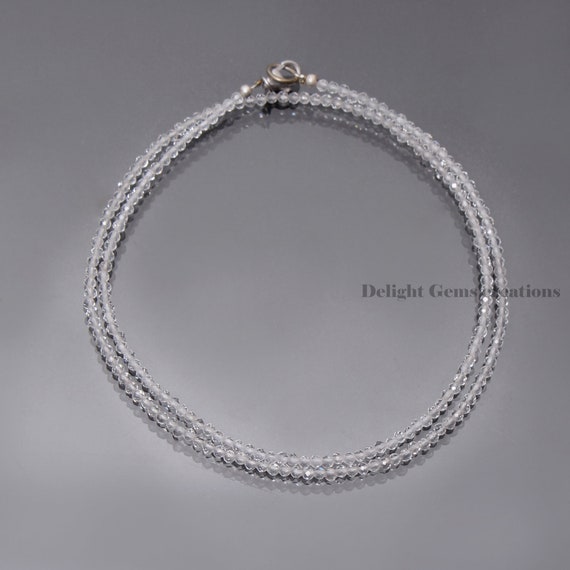 Natural Crystal Quartz Bead Necklace 2mm Crystal Quartz Micro