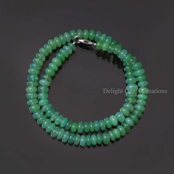 Natural Green Chrysoprase Necklace - AAA Gemstone Rondelle Beads, 18 inch
