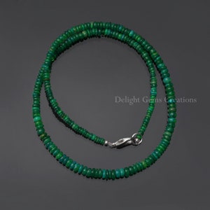 Groene Ethiopische opaal kralenketting-3,5 mm-5 mm gladde rondel edelsteenketting-Ethiopische groene opaal sieraden-jubileum geschenken-bruidsmeisje