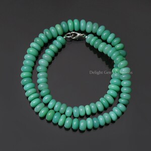 Unique Smooth Rondelle Chrysoprase Necklace, (9-11 mm) Green Chrysoprase Gemstone Beaded Necklace, Handmade Necklace, Women&#39;s Necklace, Gift