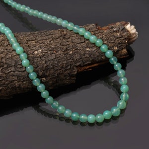 Natural Chrysoprase Beaded Necklace 4-7 mm Green Chrysoprase Smooth Round Beads Necklace, Chrysoprase Gemstone Necklace sterling silver