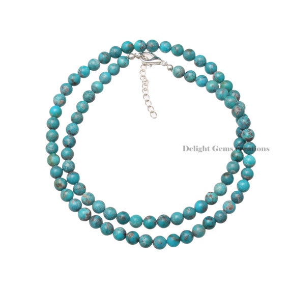 81stgeneration Collana con Perline in Argento Sterling e Turchese per Donna | Collane Ohm con Perline di Pietre Preziose Blu in Argento 925 | Ciondolo Mantra Indù | Regalo Spirituale