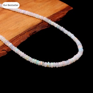 Natural AAA++ Ethiopian Opal beaded necklace-3mm-5mm smooth rondell gemstone necklace-flashy stone jewelry-Anniversary gifts-bridesmaid gift