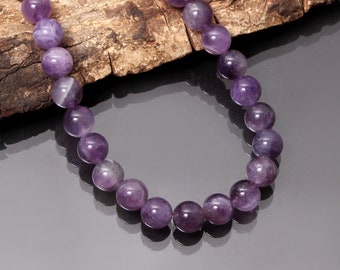 Handgefertigte Amethyst-Halskette – 36 Zoll Lang, 12 Mm Runde Perlen, Natürlicher Edelstein