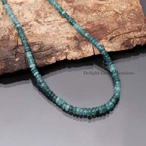 Rare Natural Grandidierite Necklace, 4-4.5mm Grandidierite Smooth Rondelle Beaded Necklace, Shaded Grandidierite Jewelry Necklace 18&quot;
