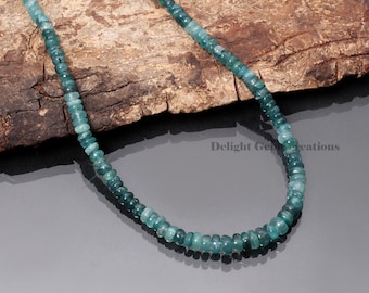 Rare Natural Grandidierite Necklace, 4-4.5mm Grandidierite Smooth Rondelle Beaded Necklace, Shaded Grandidierite Jewelry Necklace 18"