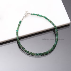 Natural Dark Shade Emerald Beaded bracelet-Green Beads Jewelry-3mm-4mm faceted Rondell Gemstone bracelet-AAA emerald jewelry-Halloween Gift