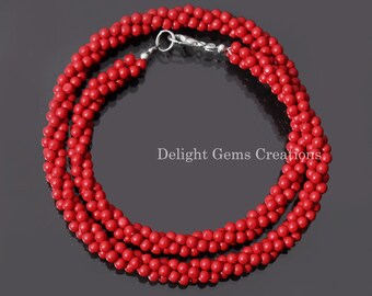 Collar de cuentas de coral rojo, 3,5 mm de diámetro, 48 cm