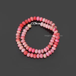 Strawberry Opal Beaded Necklace, 8-9mm Rondelle Beads, 18 inch
