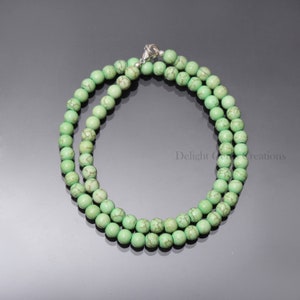 Natürliche Grüne Howlite Perlen-Halskette 6 Millimeter Howlite Edelstein-runde Korn-Halskette, Frauen-Halskette, natürliche Howlite 925 silberne Schmucksachen
