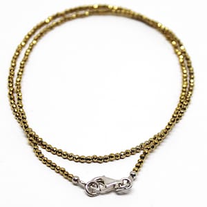 Golden Hematite Beaded Necklace, Micro Faceted Round, 18 Inch