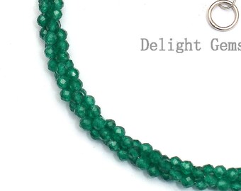 Bracelet Femme Extensible Perles Onyx Vert - Perles Rondes Micro-facettes 2mm - Fait Main En Inde