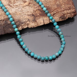 Natural Arizona Turquoise Necklace, Genuine Turquoise Beaded Necklace, 4-4.5mm Blue Turquoise Beads Necklace, Gemstone Necklace For Her