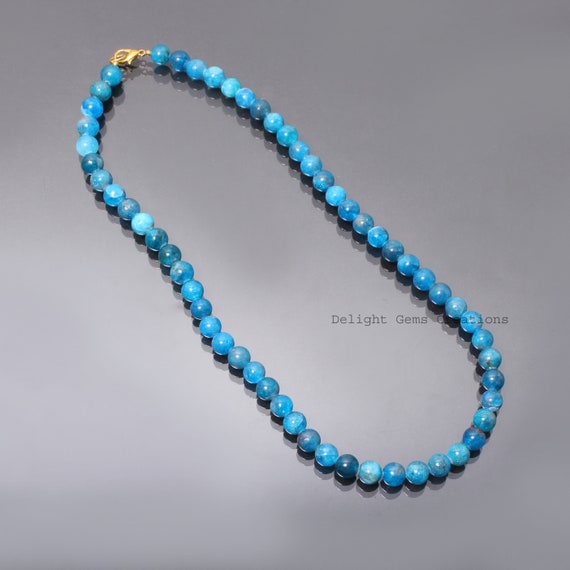 AAA Naturale Neon Apatite Gemma 8 Mm Perline Rotonde Tinta Unita 38 Cm Di Lunghezza, Perline Per La Creazione Di Gioielli, Perline Rotonde Di Pietra - Foto 8
