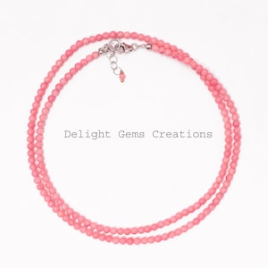 Pink Coral Necklace, Birthday Wife Mothers Day Gift, Pink Coral Wedding Necklace, 3mm Coral Beaded Necklace, Single Strand, Pink Necklace