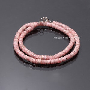Natural Pink Rhodochrosite Beaded Necklace, 6mm Rhodochrosite Smooth Round Tyre Beads Necklace, Beaded Jewelry, Wife Gift, Mom&#39;s Gift