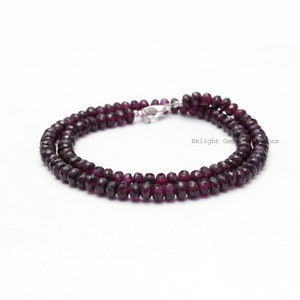 Handmade Red Garnet Beaded Necklace-6MM Faceted Rondell Gemstone Garnet Necklace-Halloween Jewelry-AAA Garnet Women Jewelry-On sale Necklace