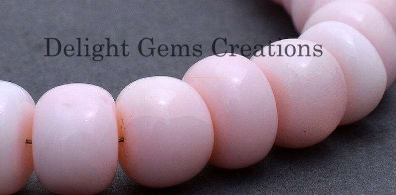 Pink Peruvian Opal Necklace, 8mm Rondelle Beads, 16 Inch image 2