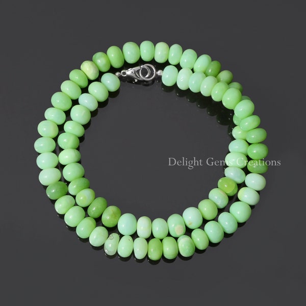 Collier de perles d'opale verte, 8mm-9mm Opal Gemstone Smooth rondelle perles Collier, collier de perles multicolores Candy Opal, bijoux opale