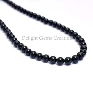 Black Onyx Necklace, Beaded Necklace, 6mm-7mm Onyx Smooth Round Beads Necklace, Onyx Jewelry, Semi Precious Gemstone, 18 Inches Necklace