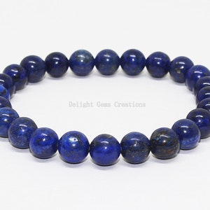Lapis Lazuli Perlen Stretch Armband für Männer Frauen, Blauer Lapis Lazuli 8 mm Glatte runde Perlen Armband, Freundschaftsarmband, Lapis Schmuck